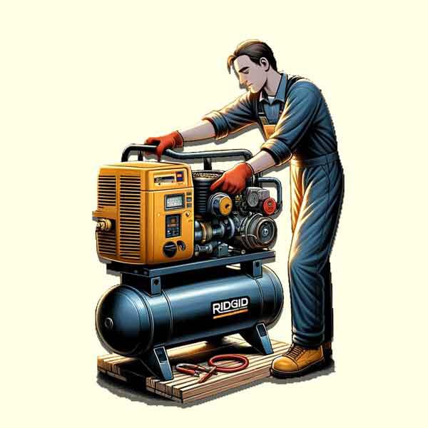 Maintenance and Care air compressor by man